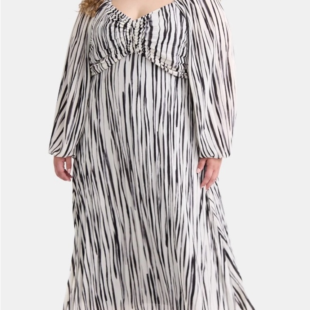 NWT Terra & Sky Elegant Black and White Striped Dress